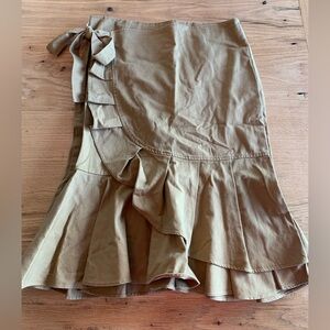 Who What Wear Wrap Ruffle Skirt Tan Cotton Women’s 10 Preloved